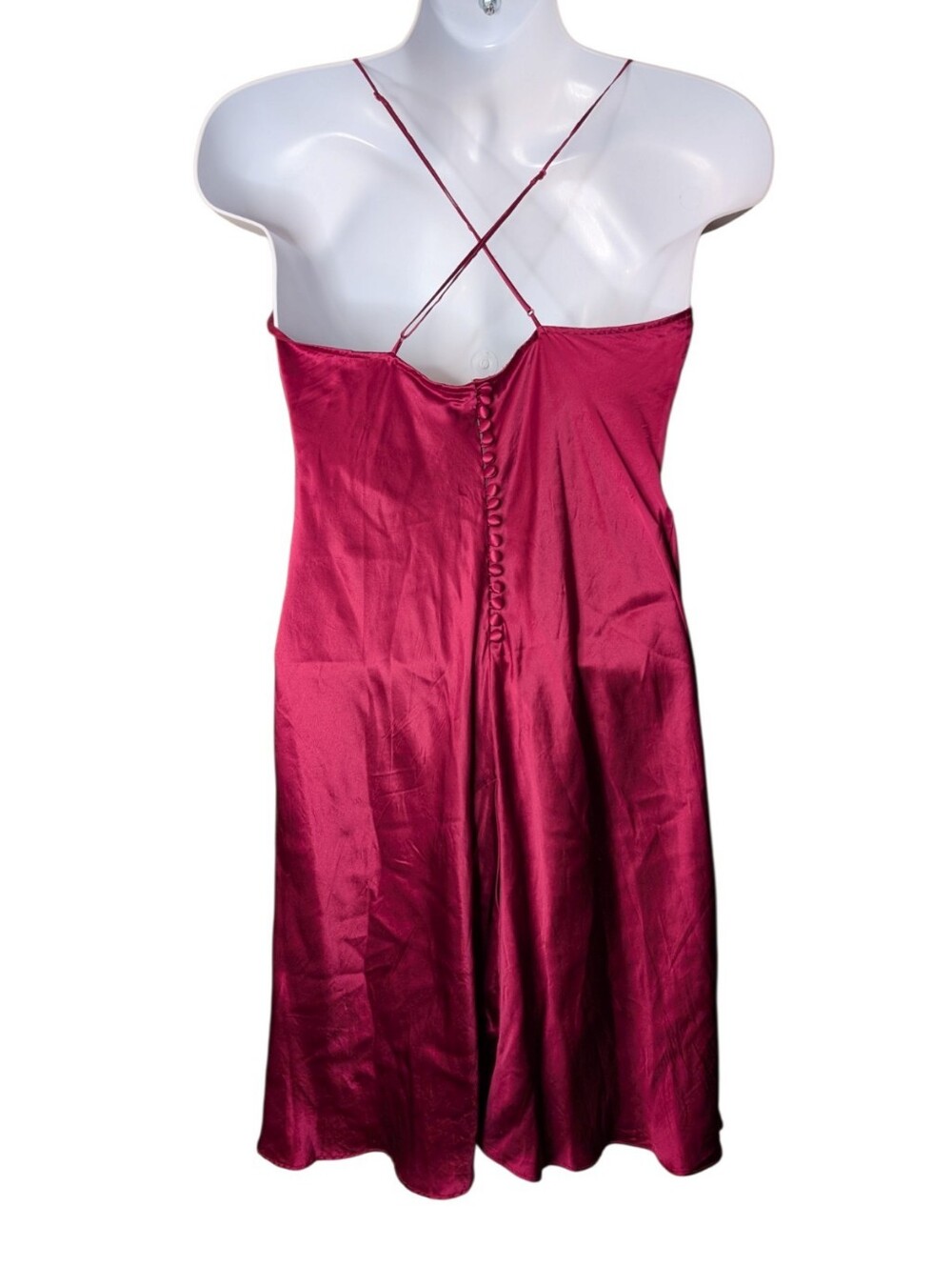 Victoria's Secret 100% Silk Slip Dress Berry Satin Chemise size Medium coquette - Picture 2 of 8